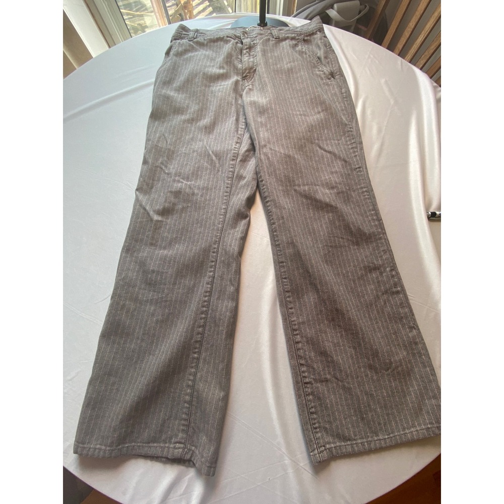 Express Mens Herringbone Pinstripe Pants Grey Red 34x30 Cotton Straight Leg